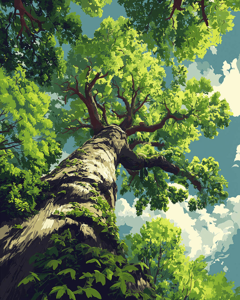 Arbre Vert Imposant Peinture par Numéros