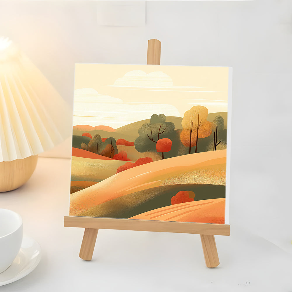 Arbres À la Colline Mini Peinture par Numéros