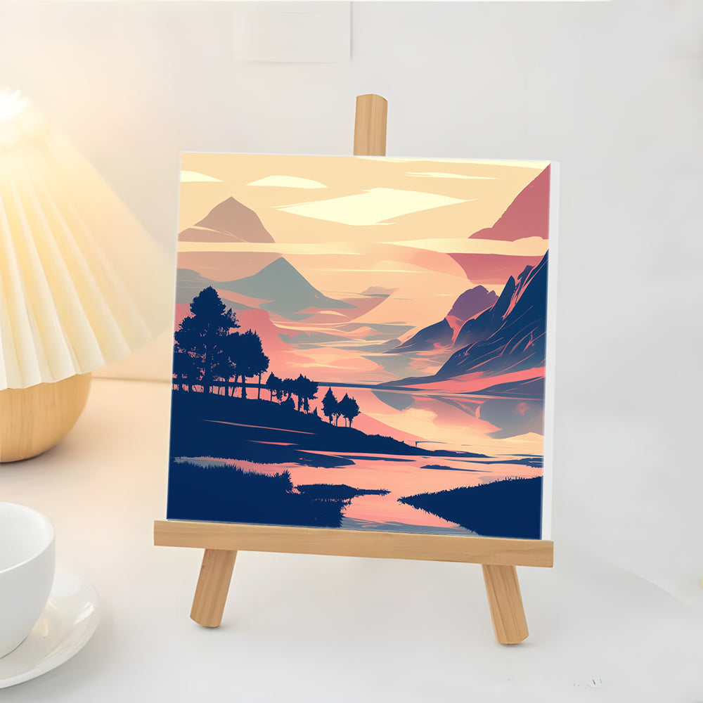 Arbres Dans la Montagne Mini Peinture par Numéros