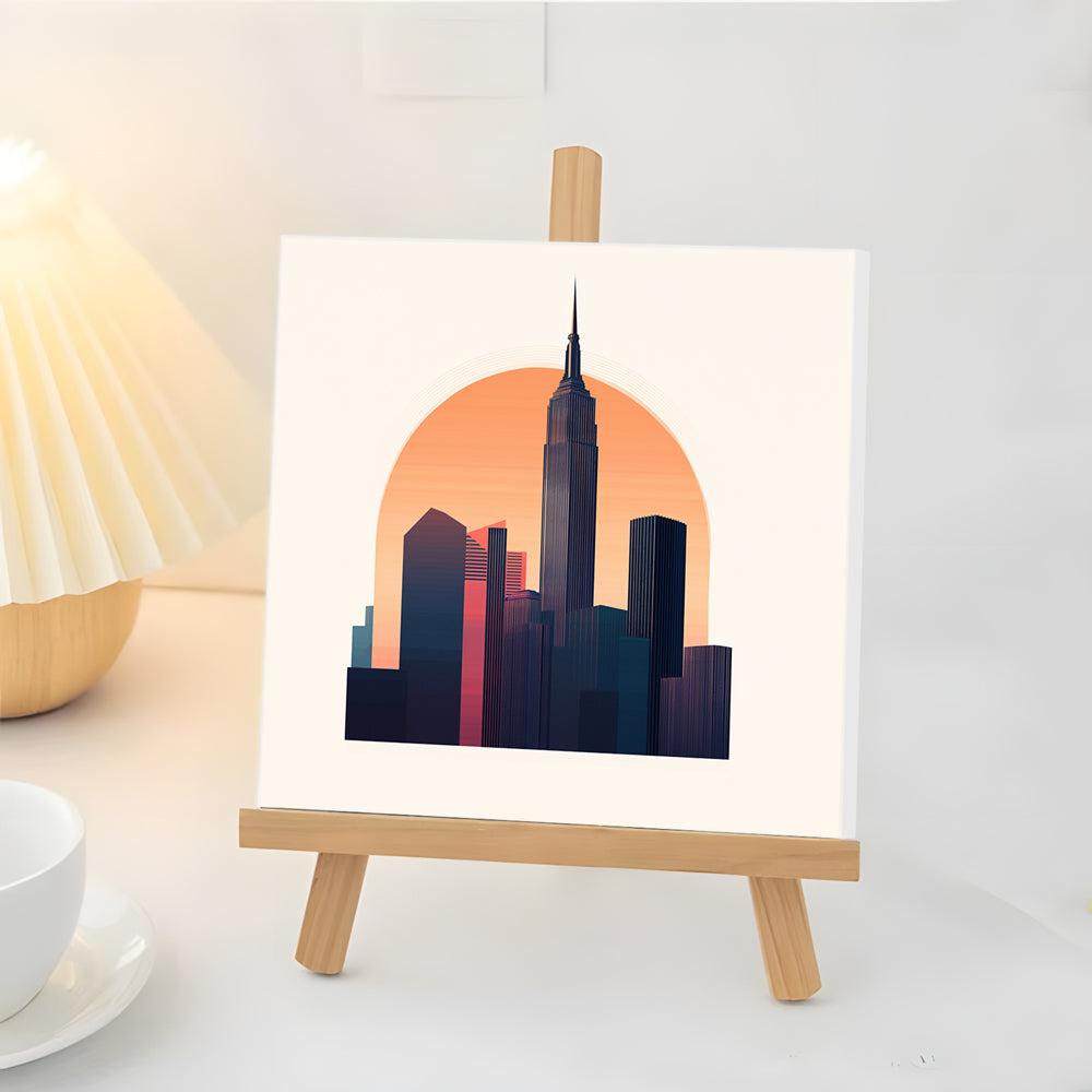 Architectures au Coucher du Solei Mini Peinture par Numéros