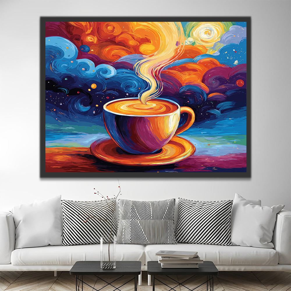 Arôme de Café Fantastique et Nuages Colorés Peinture par Numéros