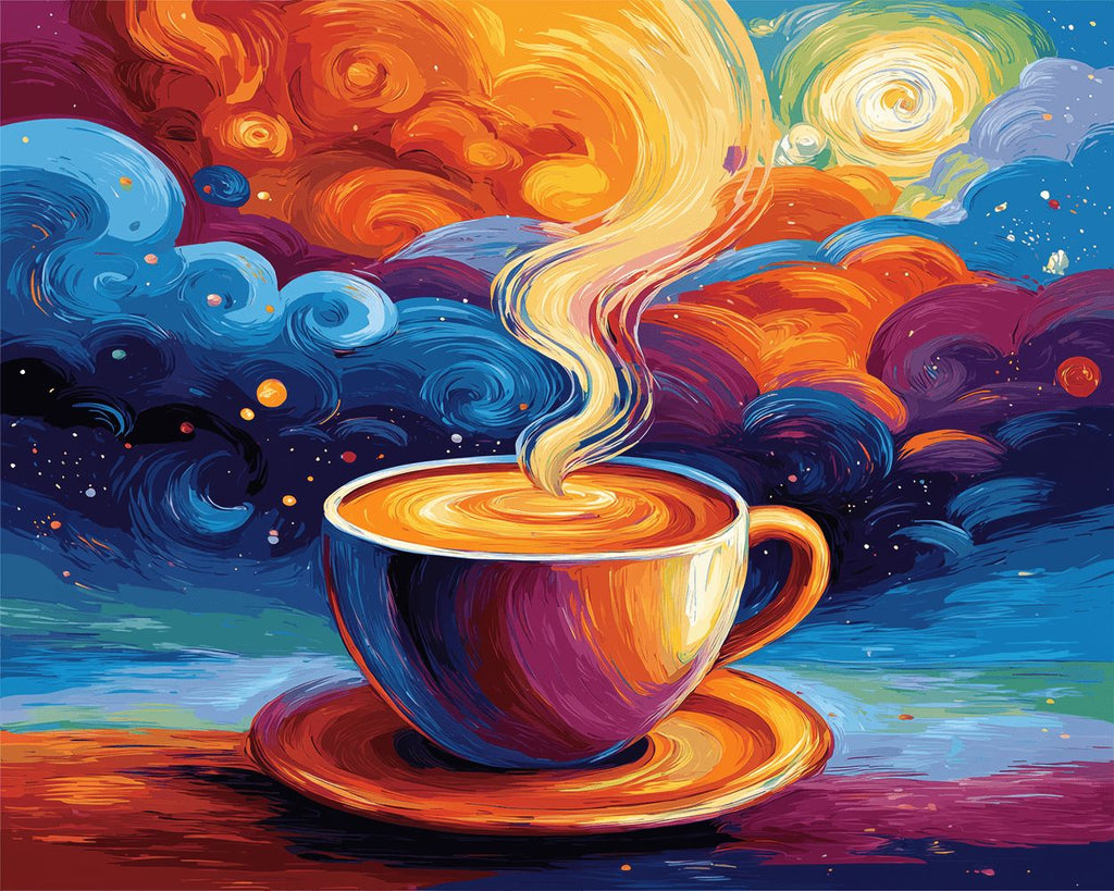 Arôme de Café Fantastique et Nuages Colorés Peinture par Numéros
