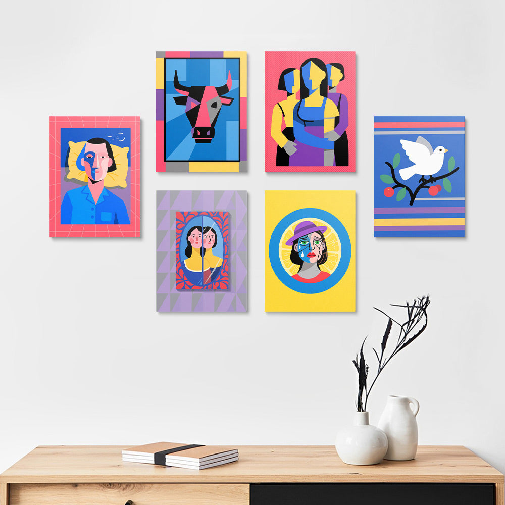 Art Pop Cartoon Style Picasso 6 Mini Peintures par Numéros