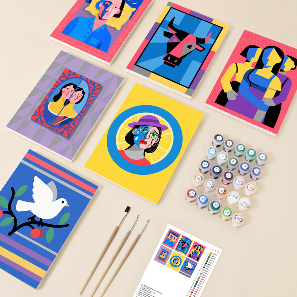 Art Pop Cartoon Style Picasso 6 Mini Peintures par Numéros