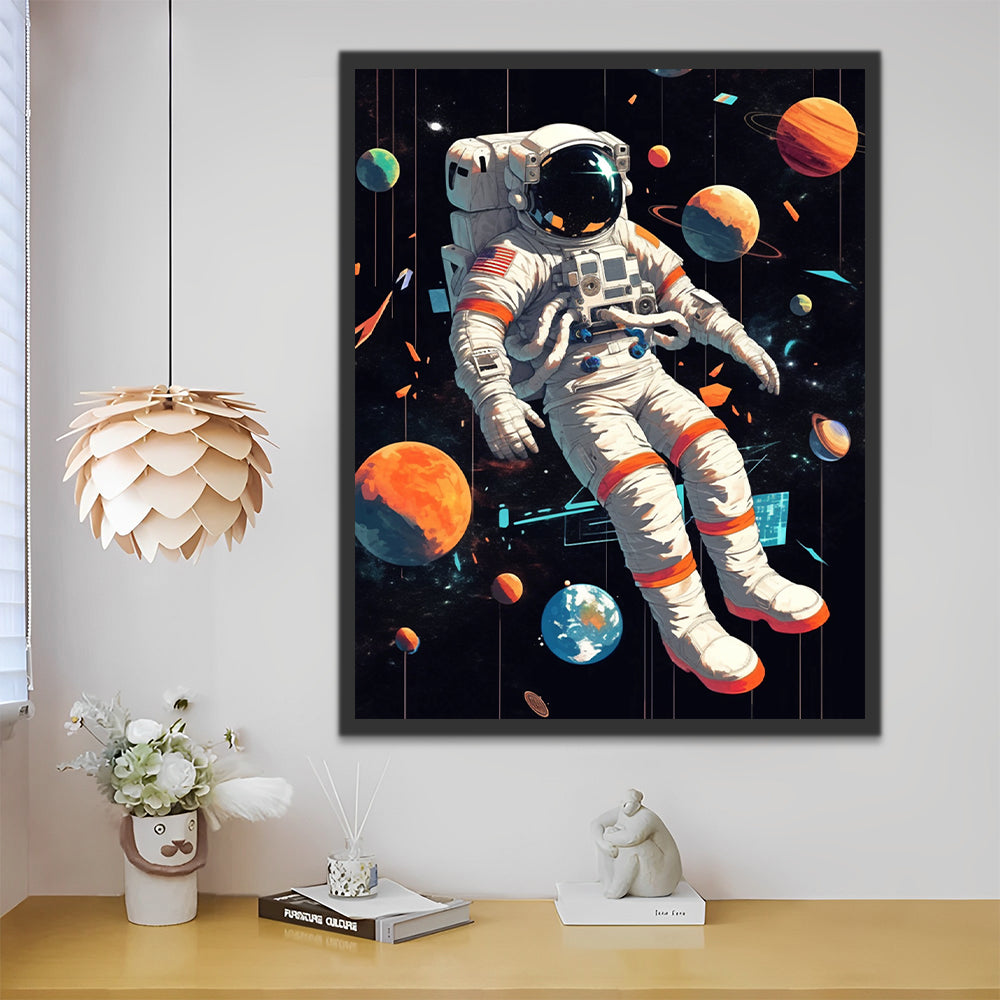 Astronaute et planètes Peinture par Numéros