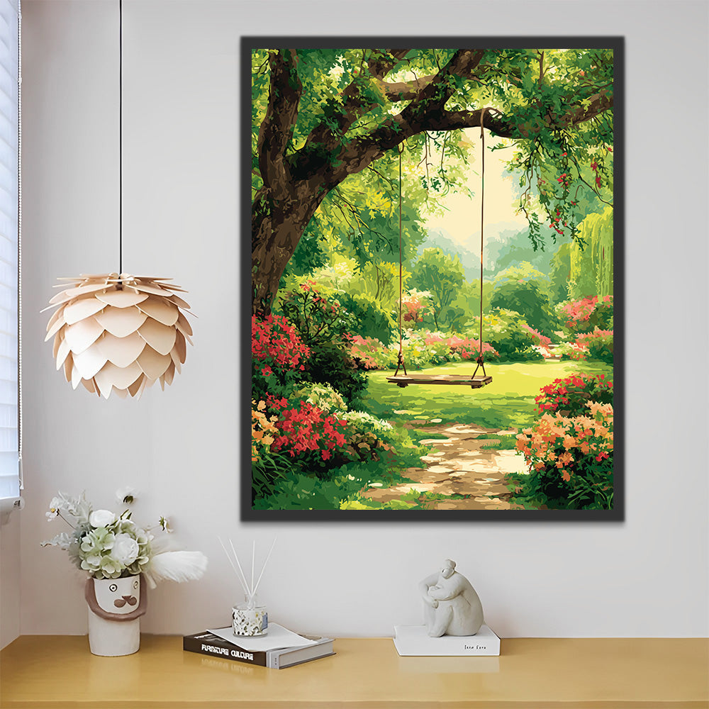 Balançoire sous l'Arbre dans le Jardin Peinture par Numéros