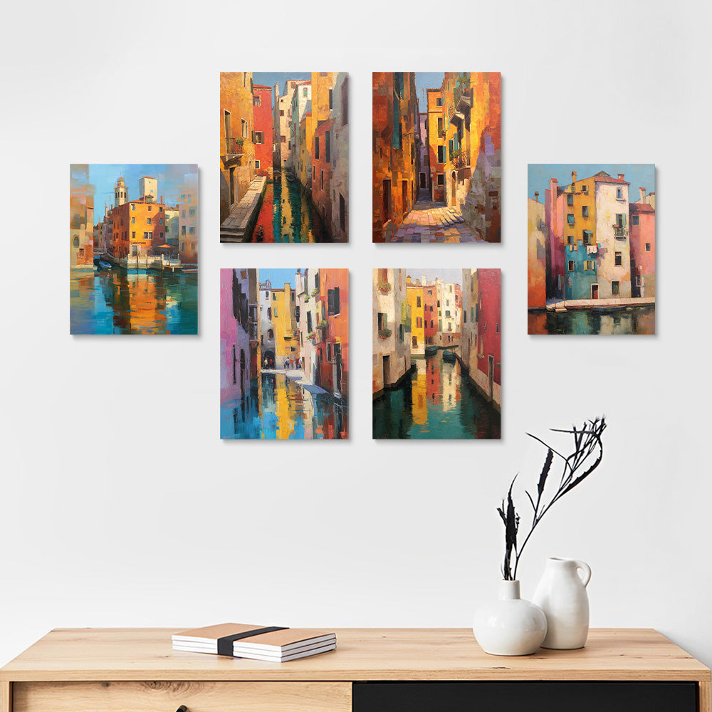 Bâtiments Résidentiels Colorés 6 Mini Peintures par Numéros