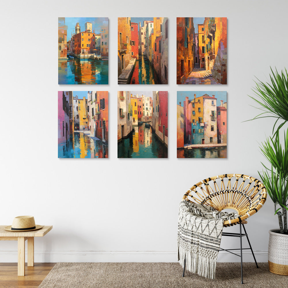 Bâtiments Résidentiels Colorés 6 Mini Peintures par Numéros