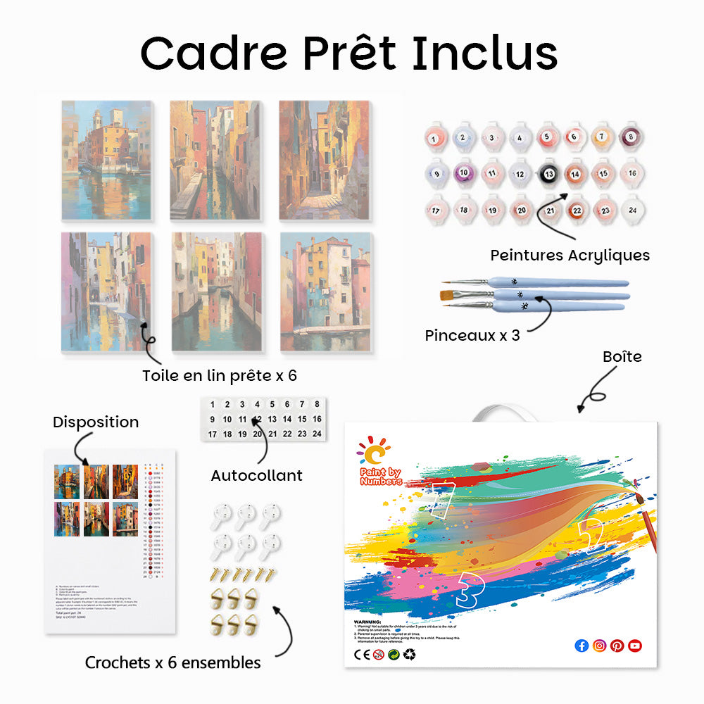 Bâtiments Résidentiels Colorés 6 Mini Peintures par Numéros