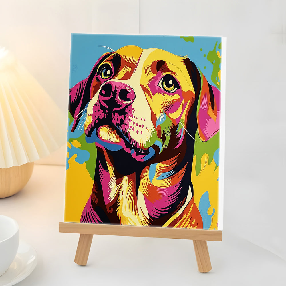 Beagle Regardant en Haut Mini Peinture par Numéros