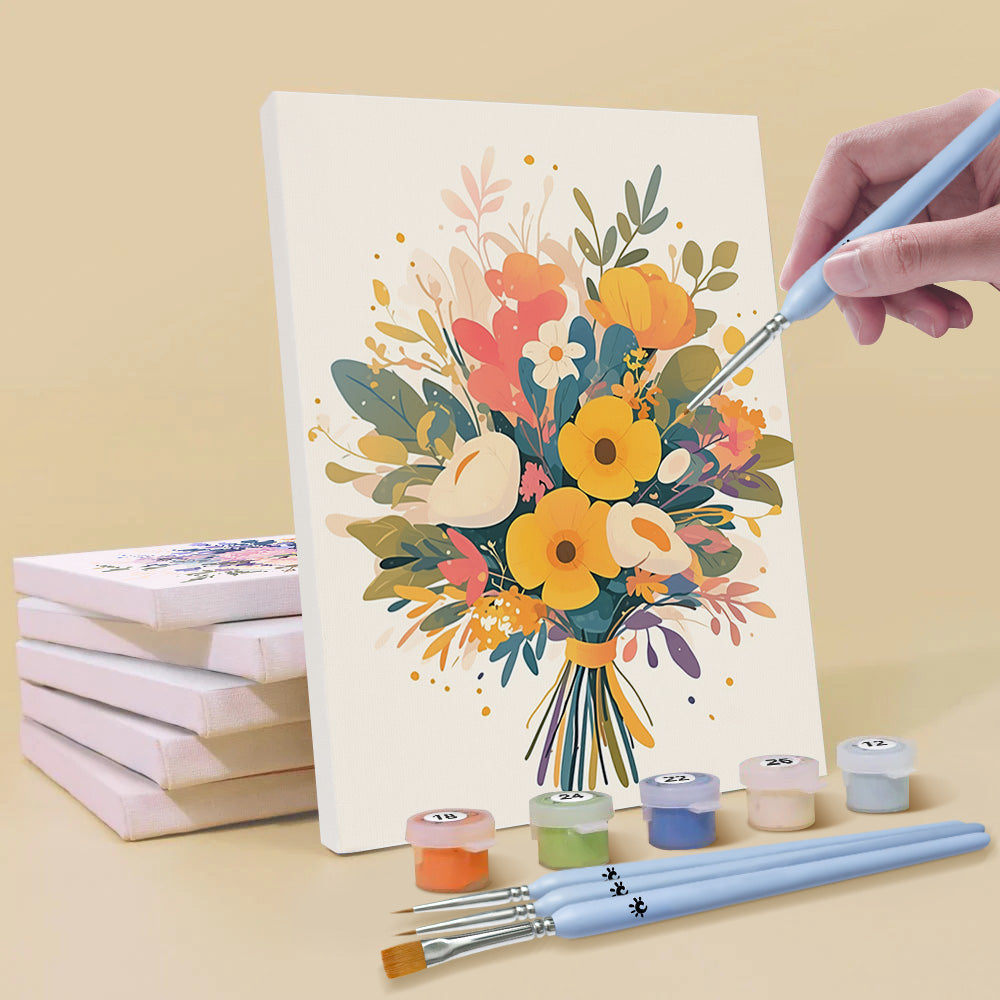 Beaux Bouquets de Fleurs 6 Mini Peintures par Numéros
