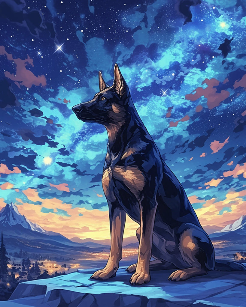 Berger allemand sous les étoiles Peinture par Numéros PBNLOMAYL300
