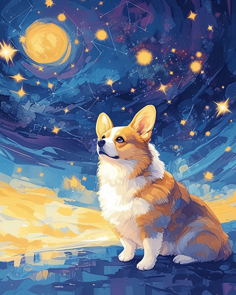 Berger allemand sous les étoiles Peinture par Numéros