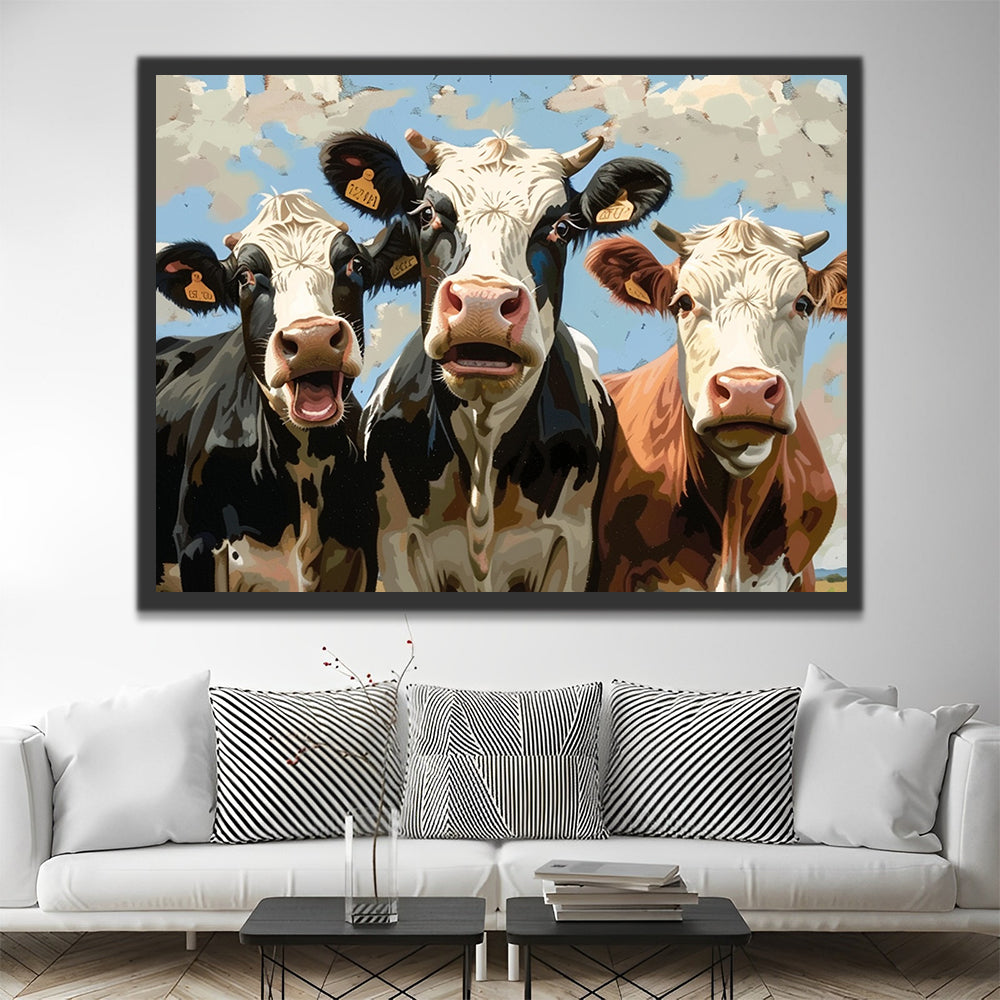 Boeufs et Nuages Peinture par Numéros