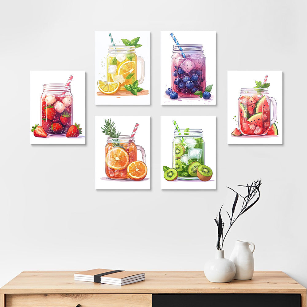 Boissons aux Fruits Glacées 6 Mini Peintures par Numéros