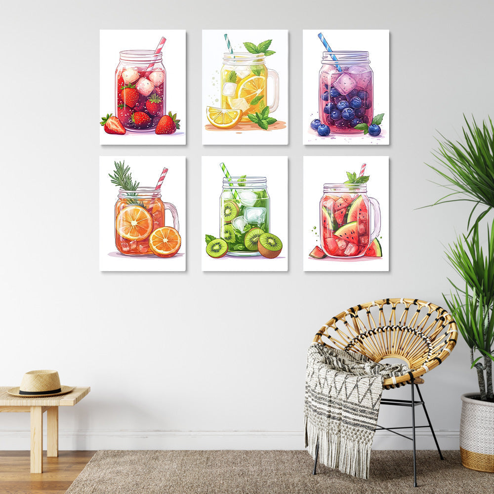Boissons aux Fruits Glacées 6 Mini Peintures par Numéros