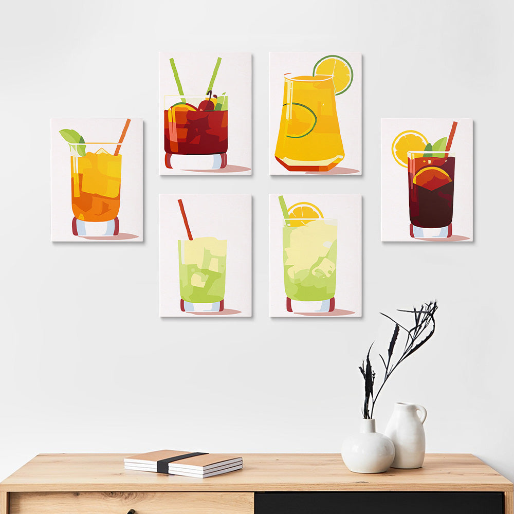 Boissons Glacées 6 Mini Peintures par Numéros
