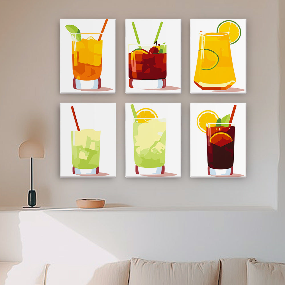 Boissons Glacées 6 Mini Peintures par Numéros