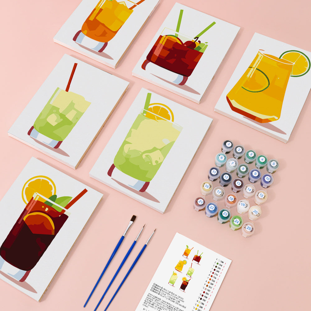 Boissons Glacées 6 Mini Peintures par Numéros