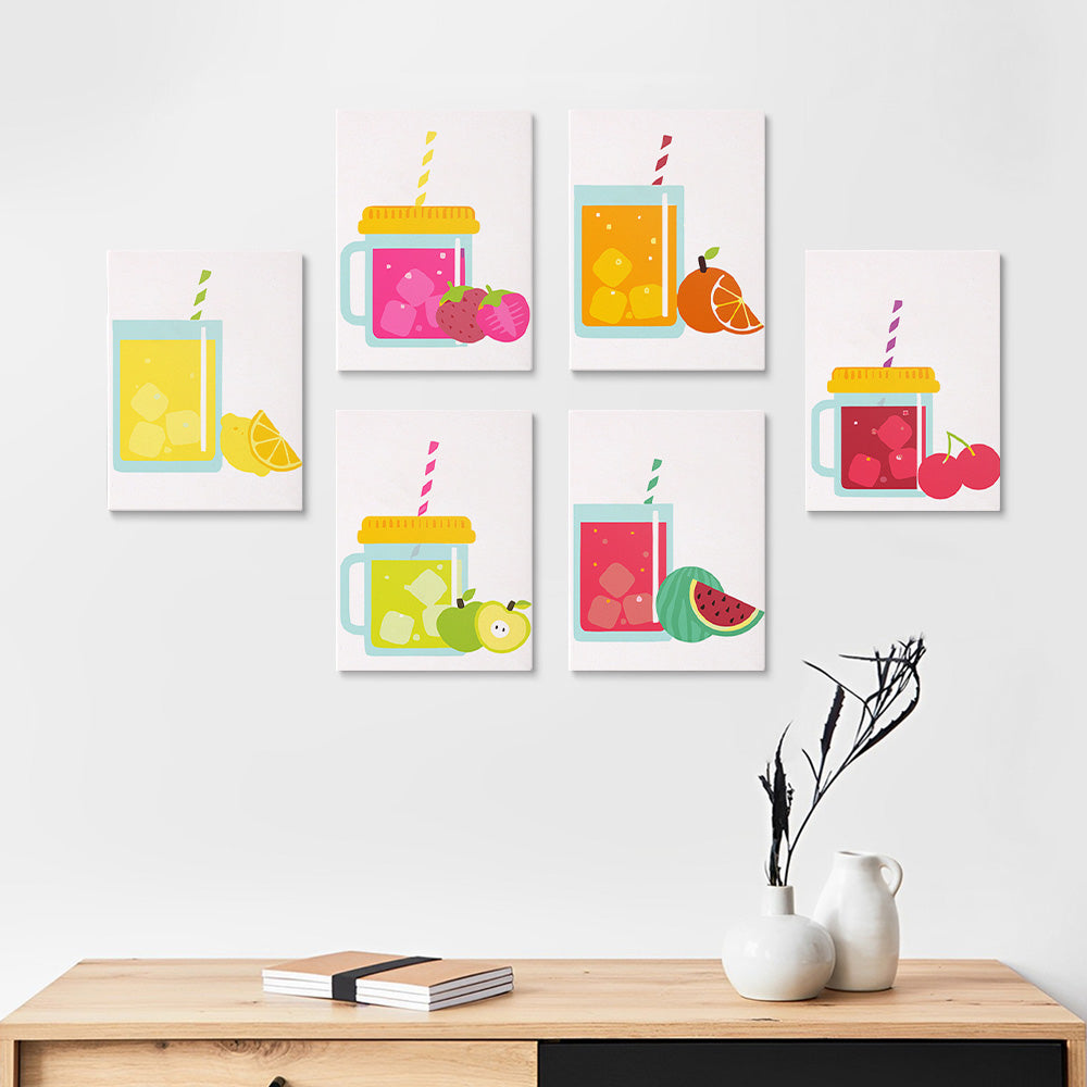 Boissons Glacées avec Pailles 6 Mini Peintures par Numéros