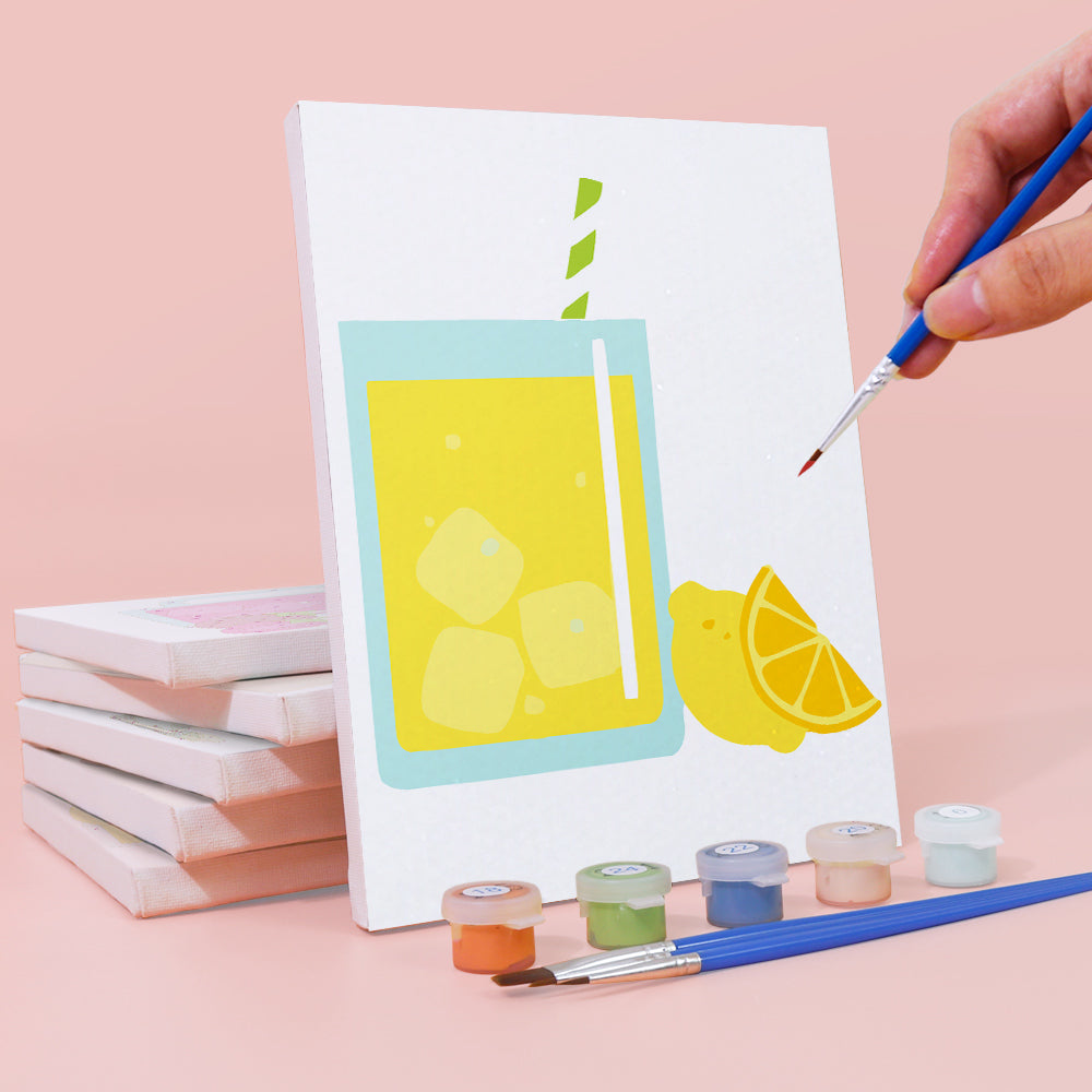 Boissons Glacées avec Pailles 6 Mini Peintures par Numéros