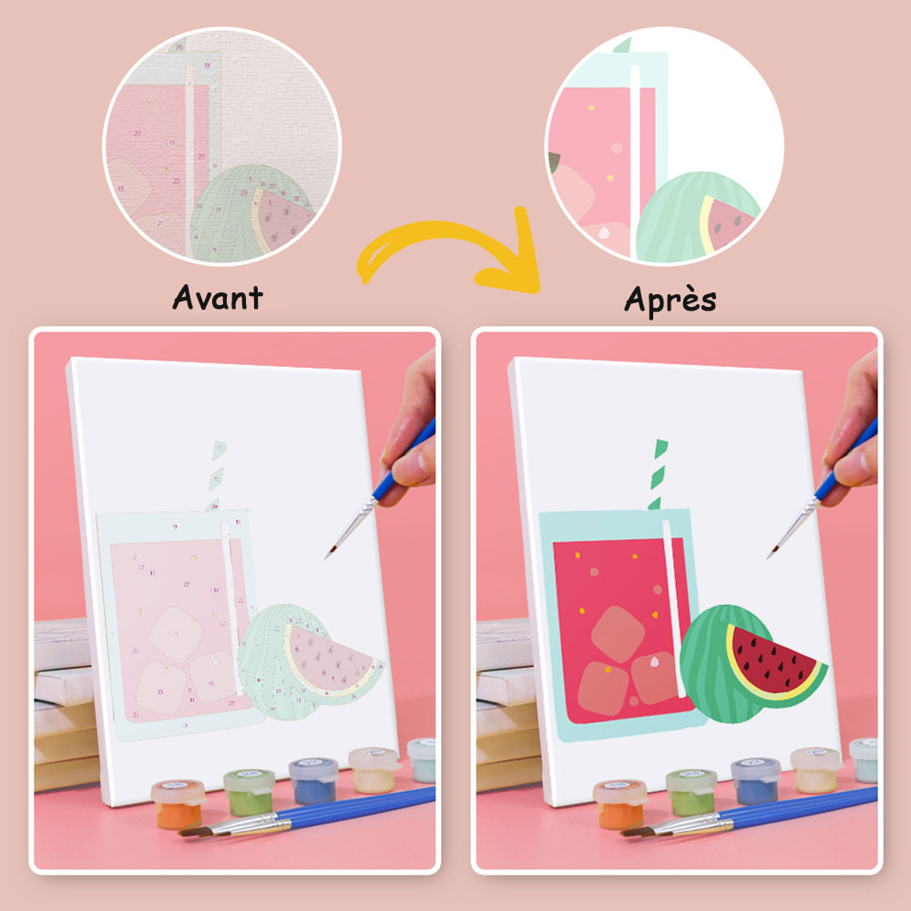 Boissons Glacées avec Pailles 6 Mini Peintures par Numéros