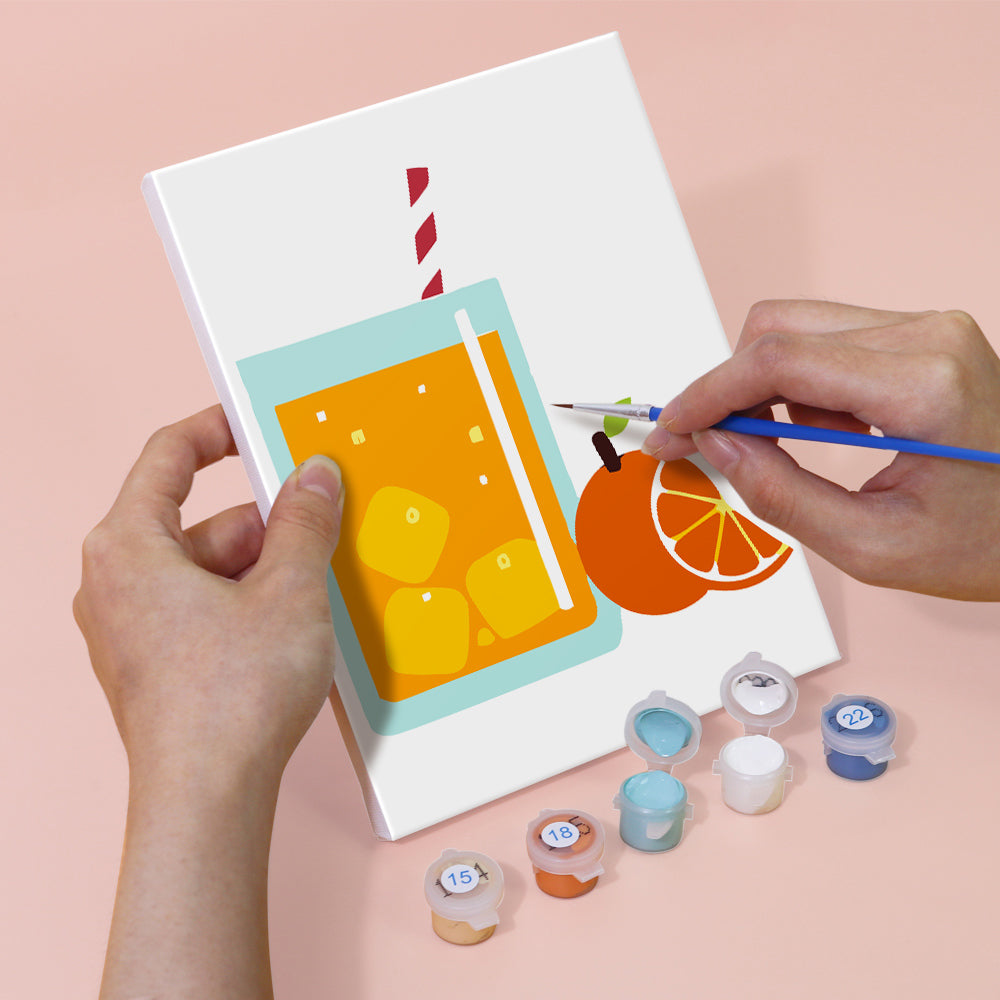 Boissons Glacées avec Pailles 6 Mini Peintures par Numéros