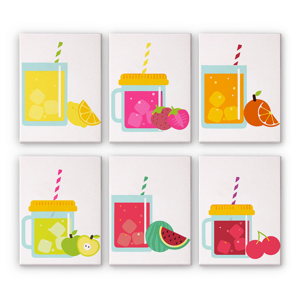 Boissons Glacées avec Pailles 6 Mini Peintures par Numéros