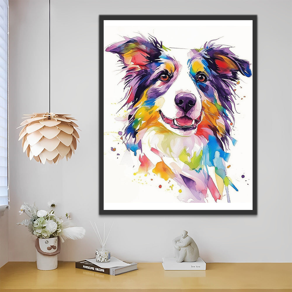 Border collies colorés Peinture par Numéros