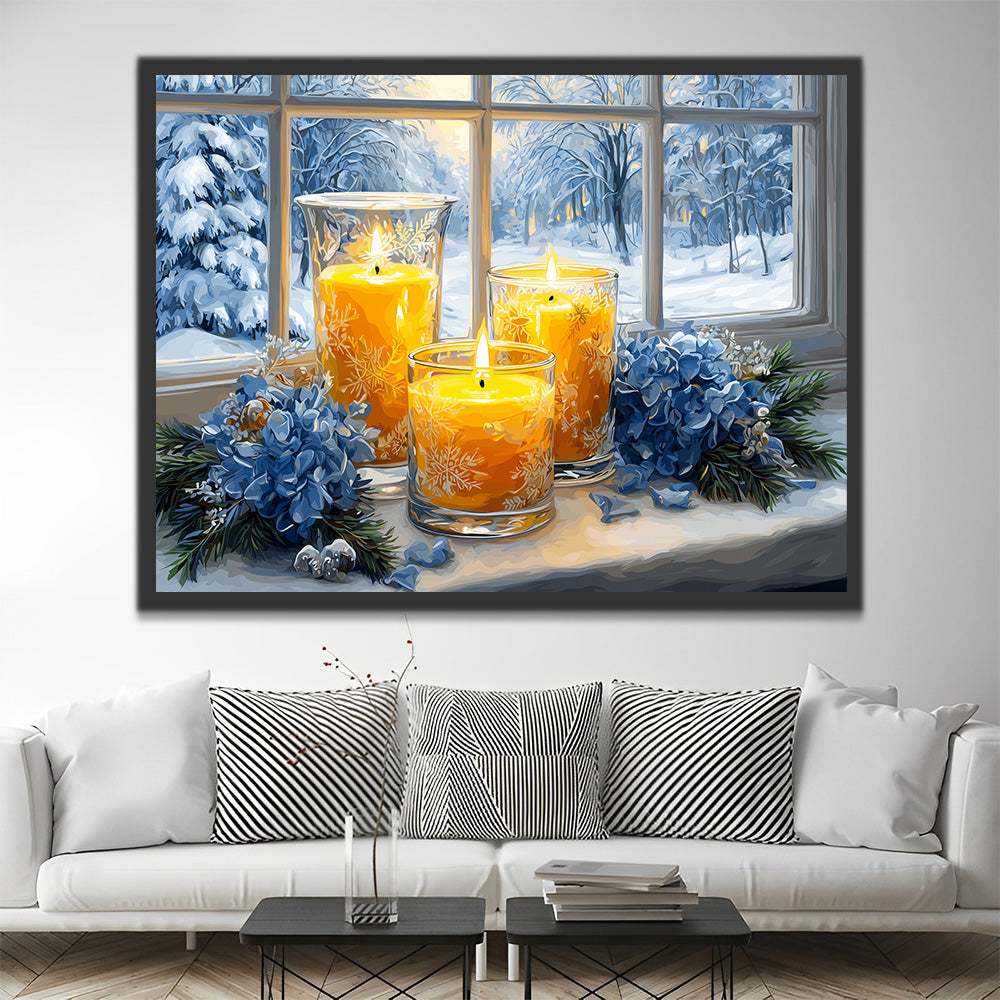 Bougies de Noël Hivernales Peinture par Numéros