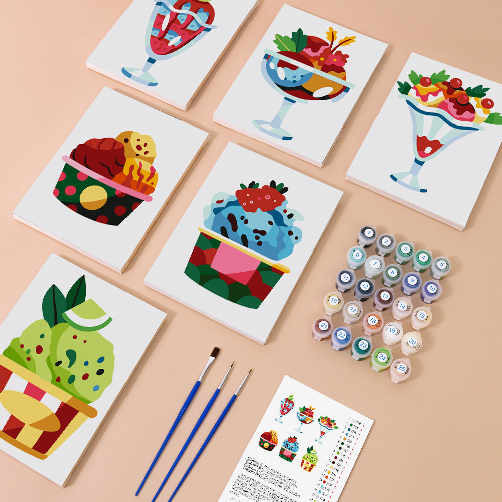 Boules de Glace Délicieuses 6 Mini Peintures par Numéros