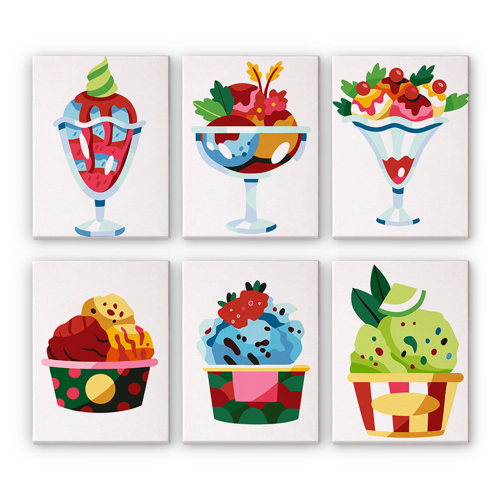 Boules de Glace Délicieuses 6 Mini Peintures par Numéros