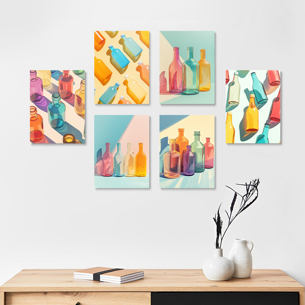 Bouteilles en Verre Colorées 6 Mini Peintures par Numéros