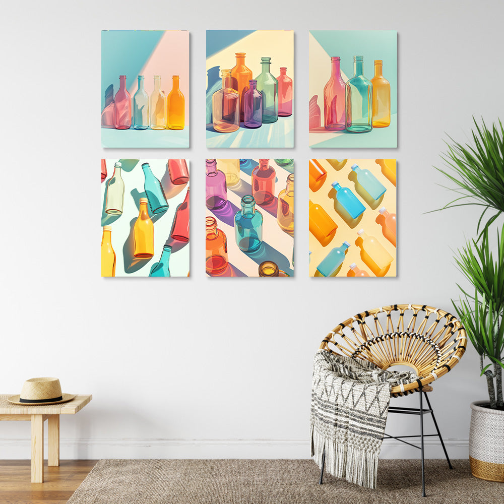Bouteilles en Verre Colorées 6 Mini Peintures par Numéros