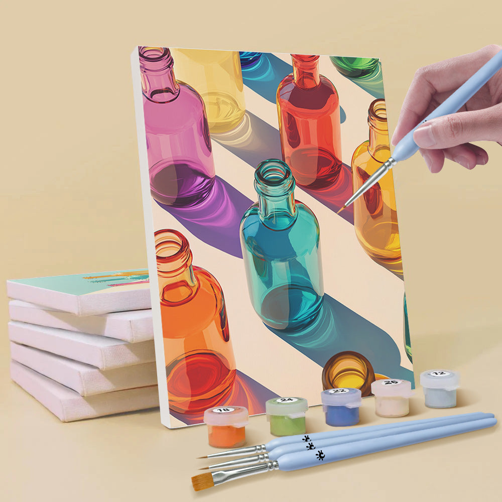 Bouteilles en Verre Colorées 6 Mini Peintures par Numéros