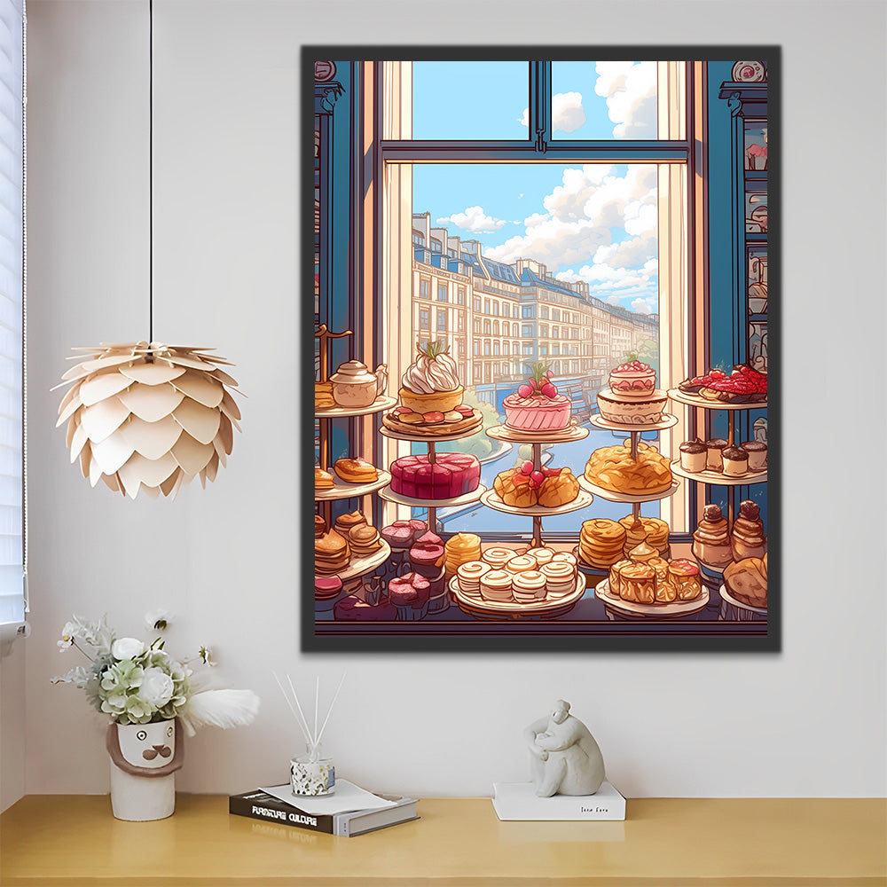 Boutique de Desserts en Ville Peinture par Numéros