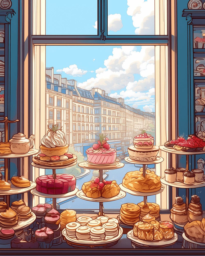 Boutique de Desserts en Ville Peinture par Numéros