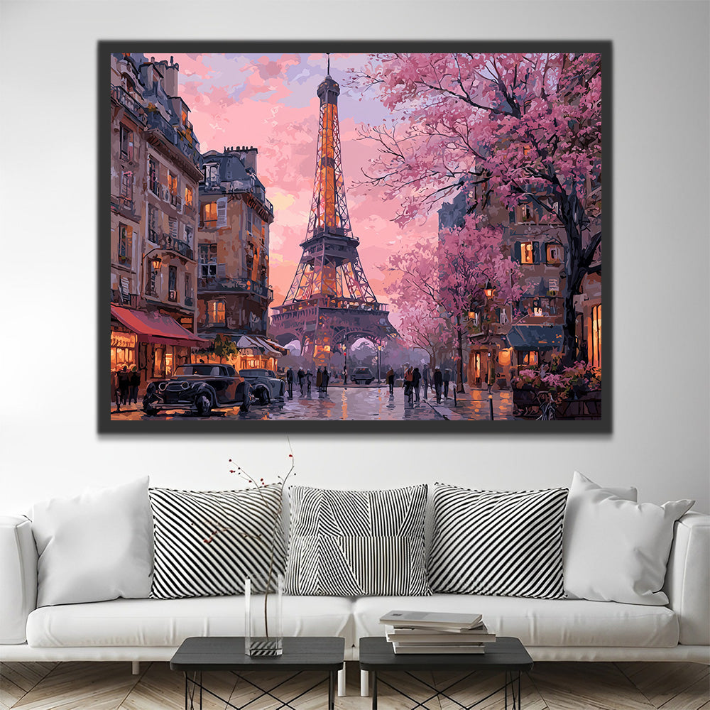 Boutiques près de la Tour Eiffel Peinture par Numéros