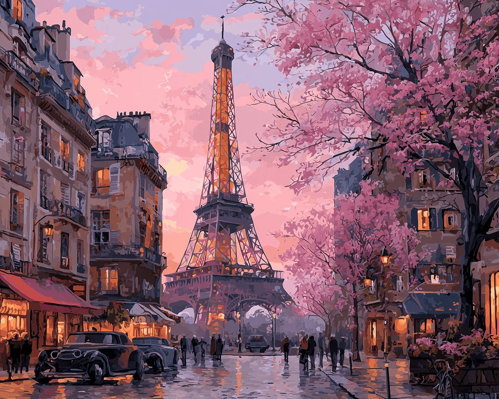 Boutiques près de la Tour Eiffel Peinture par Numéros