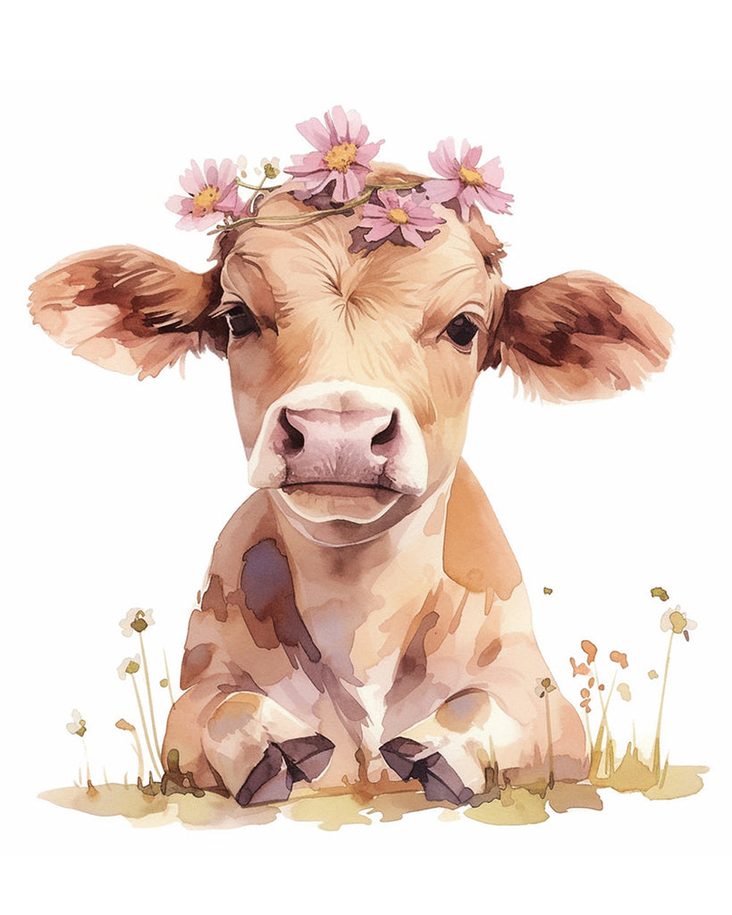 Bovins et Belles Fleurs Peinture par Numéros