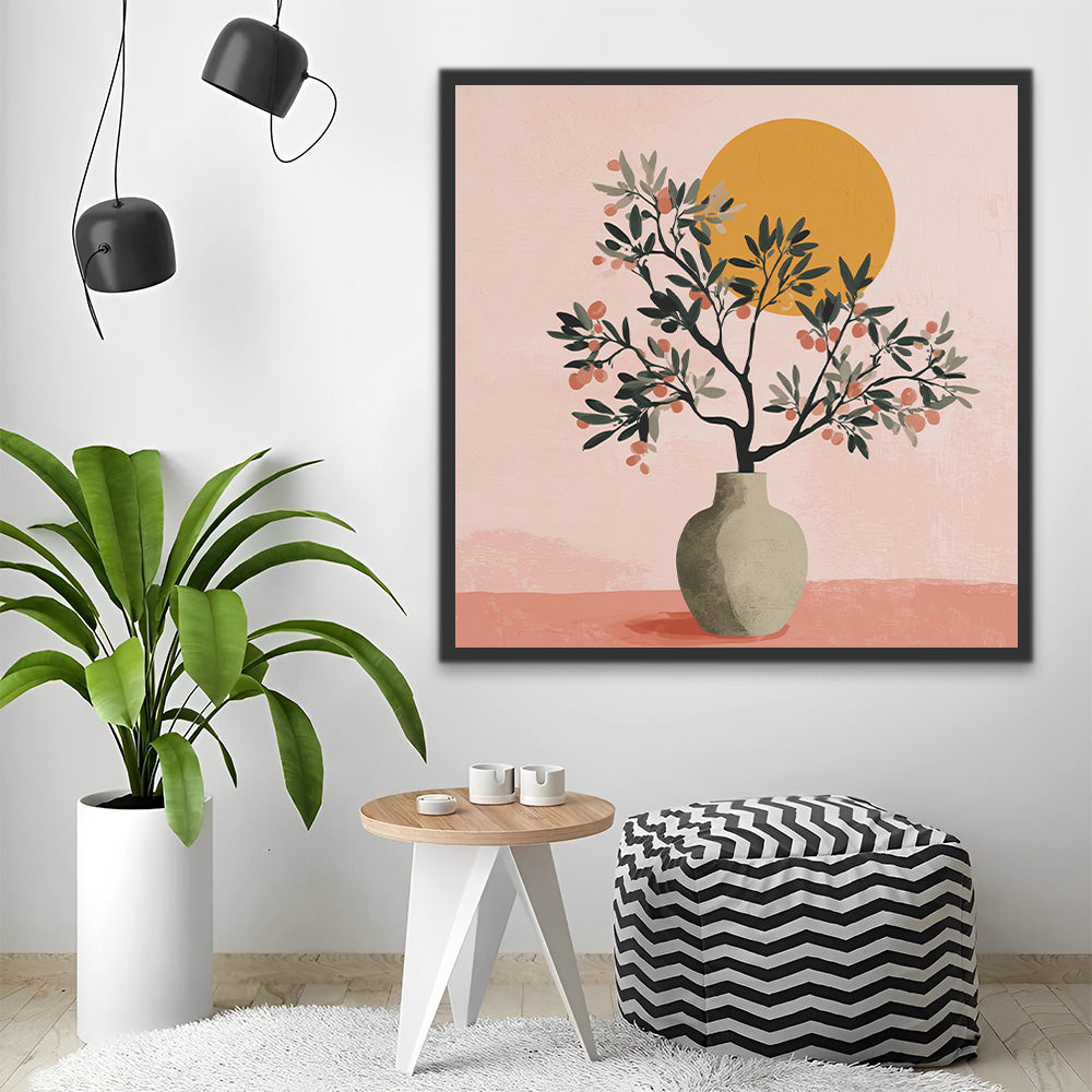 Branches d’Arbuste à Baies dans un Vase Peinture par Numéros