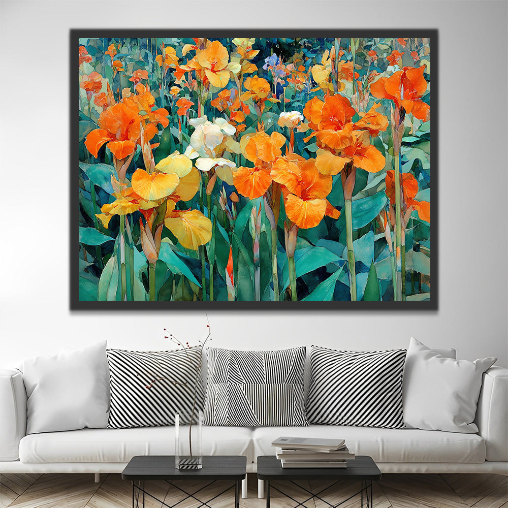 Buisson d'Iris Orange Peinture par Numéros