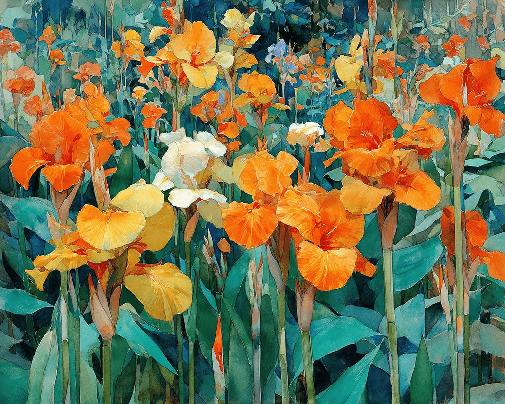 Buisson d'Iris Orange Peinture par Numéros