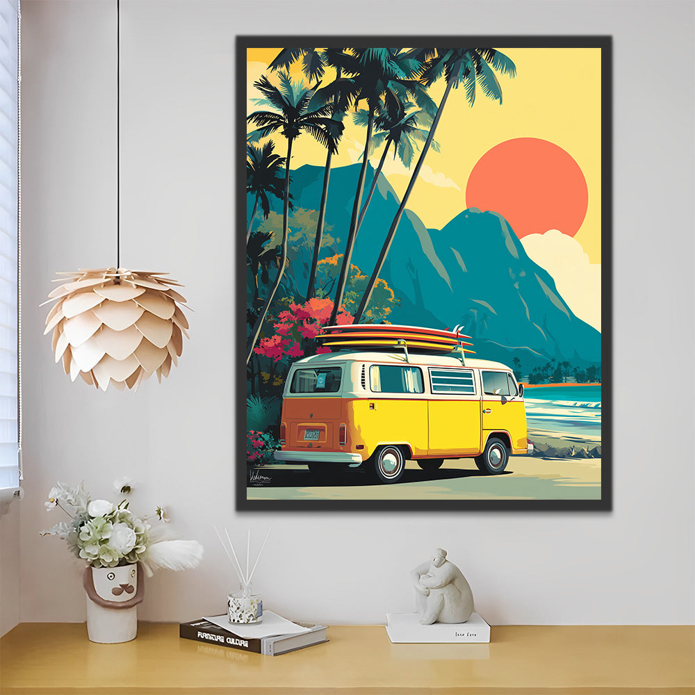 Bus au Pied de la Montagne Peinture par Numéros