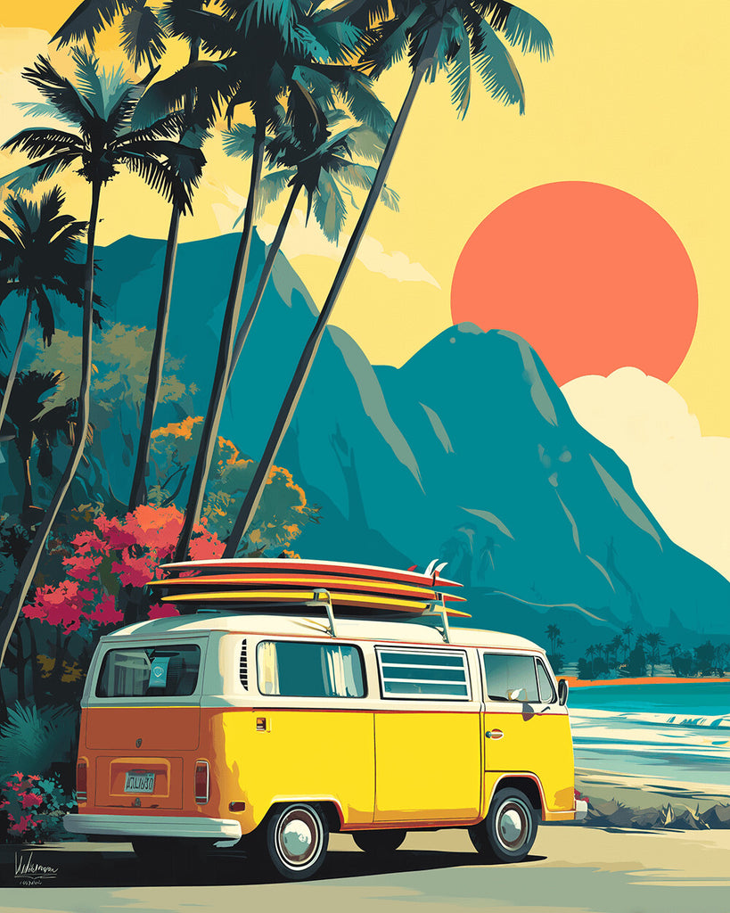 Bus au Pied de la Montagne Peinture par Numéros