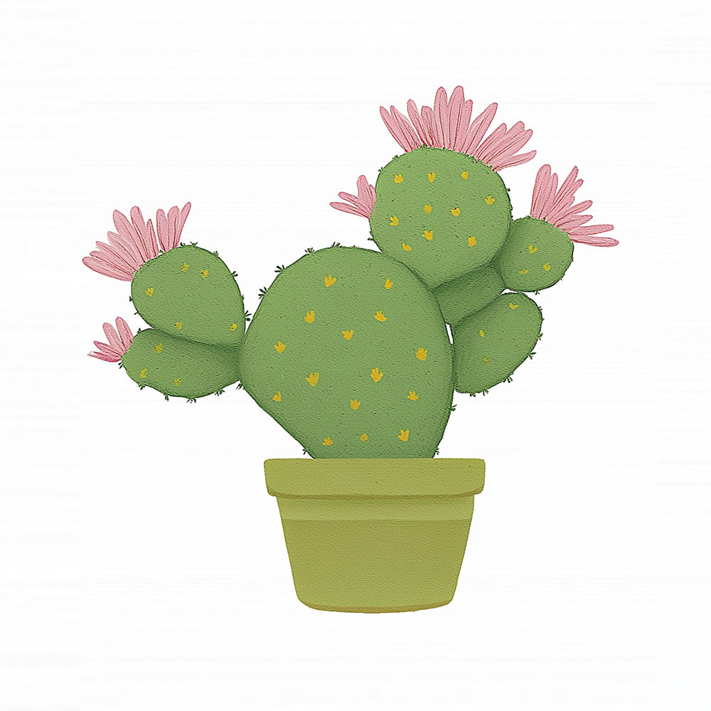 Cactus aux Fleurs Roses Mini Peinture par Numéros