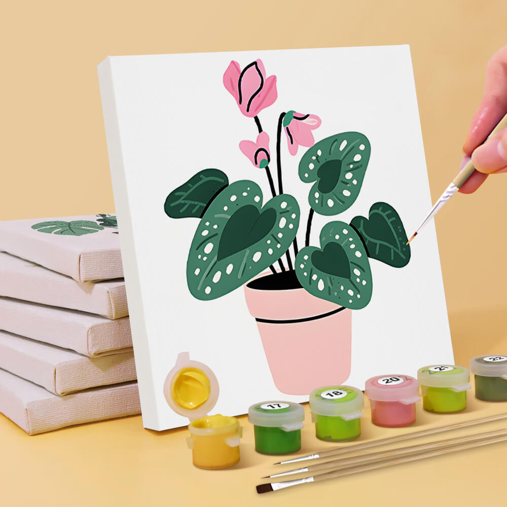 Cactus et Plantes Vertes en Pot 6 Mini Peintures par Numéros