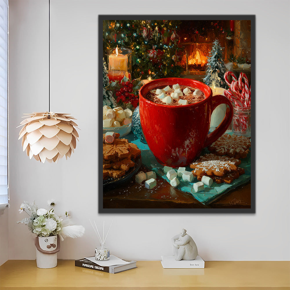 Café au Marshmallow de Noël Peinture par Numéros