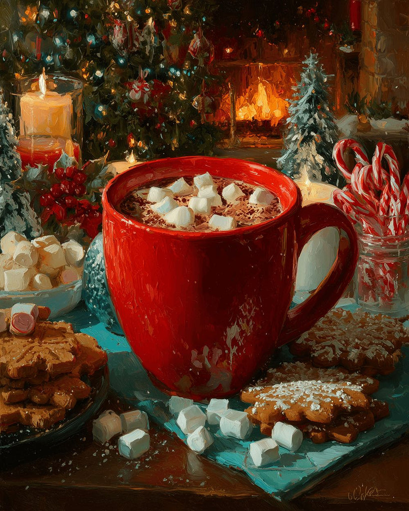 Café au Marshmallow de Noël Peinture par Numéros