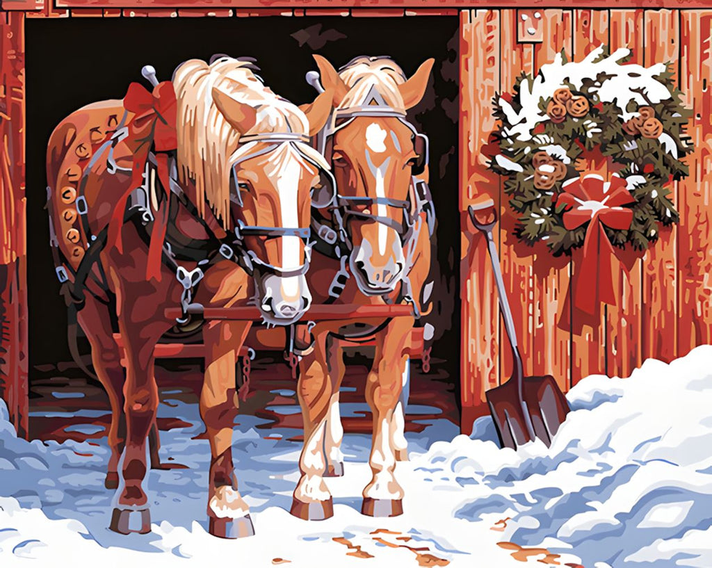 Calèche et Noël Peinture par Numéros